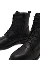 Women's Black Lace-Up Zipper Leather Boot | Derimod