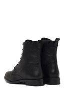 Women's Black Lace-Up Zipper Leather Boot | Derimod