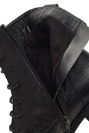 Women's Black Lace-Up Zipper Leather Boot | Derimod