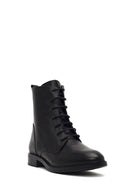 Women's Black Lace-Up Zipper Leather Boot | Derimod