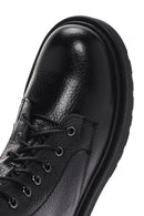 Woman Black Leather Zippered Combat Boots | Derimod