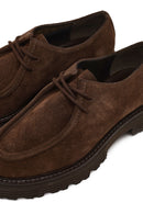 Women's Brown Lace-Up Thick-Soled Suede Leather Masculine Shoe | Derimod