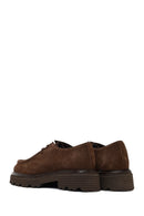 Women's Brown Lace-Up Thick-Soled Suede Leather Masculine Shoe | Derimod