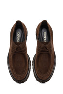 Women's Brown Lace-Up Thick-Soled Suede Leather Masculine Shoe | Derimod