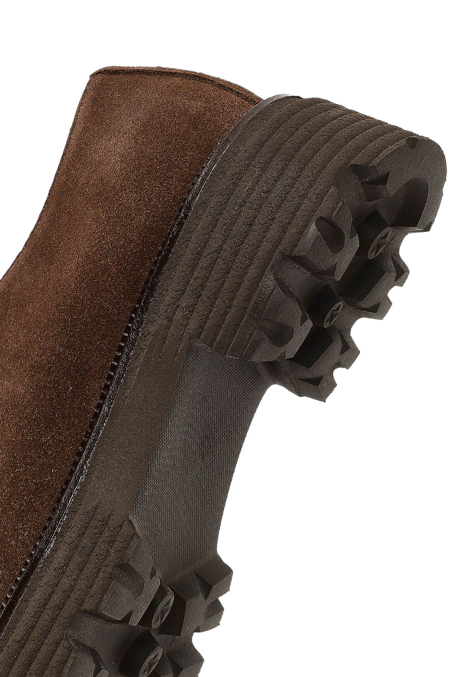 Women's Brown Lace-Up Thick-Soled Suede Leather Masculine Shoe