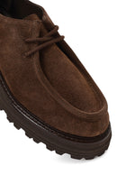 Women's Brown Lace-Up Thick-Soled Suede Leather Masculine Shoe | Derimod