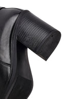 Women's Black Buckle Chunky Heel Leather Boots | Derimod