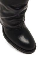 Women's Black Thick Heeled Leather Boot | Derimod