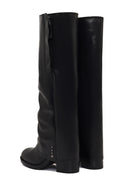 Women's Black Thick Heeled Leather Boot | Derimod