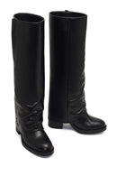 Women's Black Thick Heeled Leather Boot | Derimod