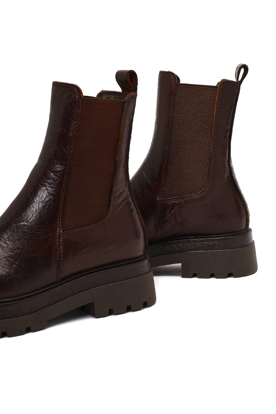 Women's Brown Thick-Soled Leather Chelsea Boot