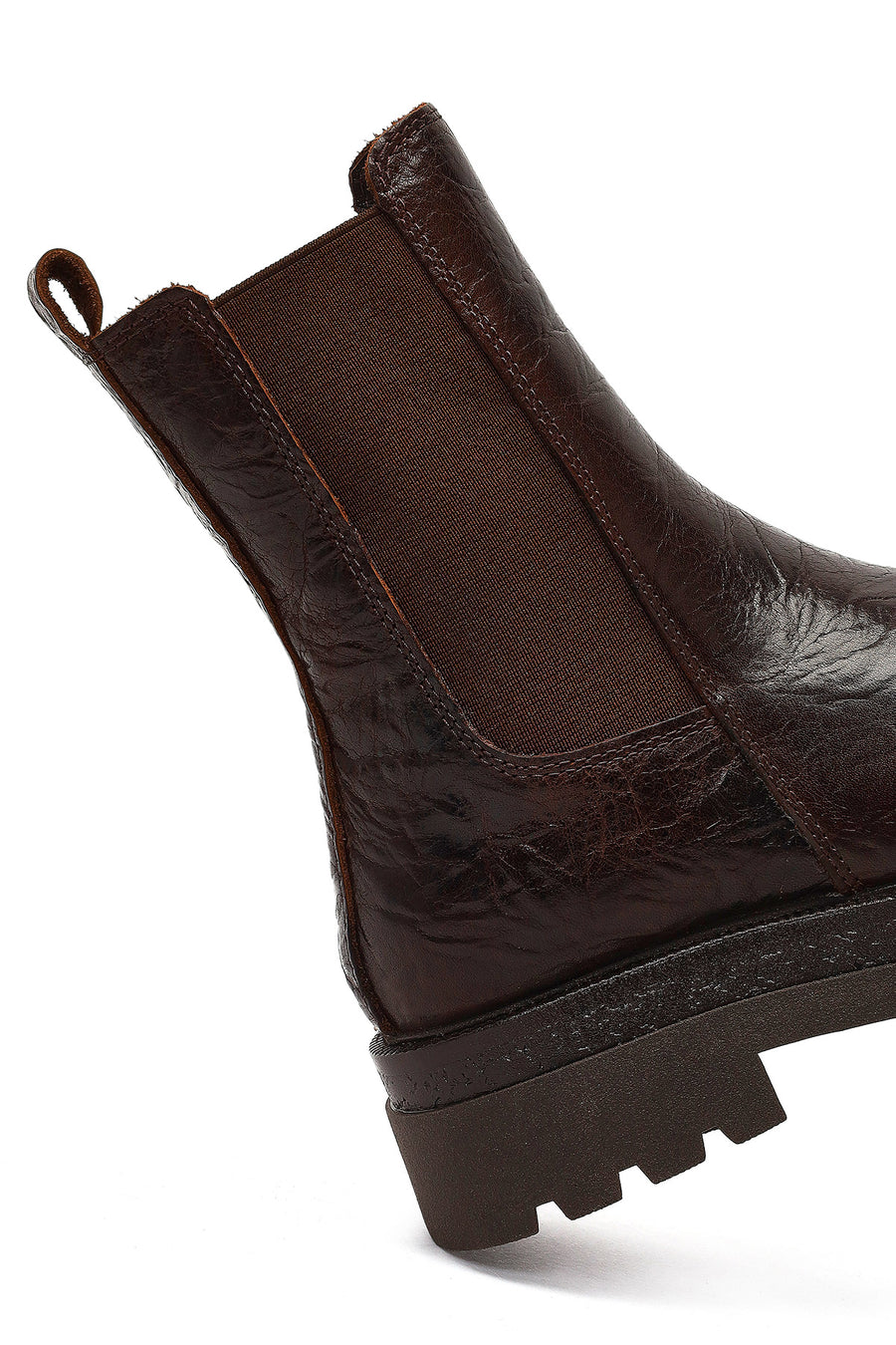 Women's Brown Thick-Soled Leather Chelsea Boot