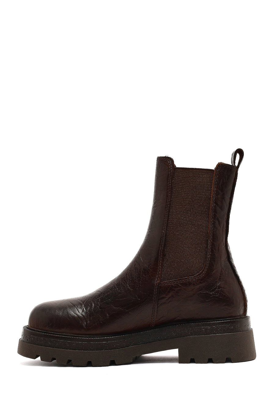 Women's Brown Thick-Soled Leather Chelsea Boot