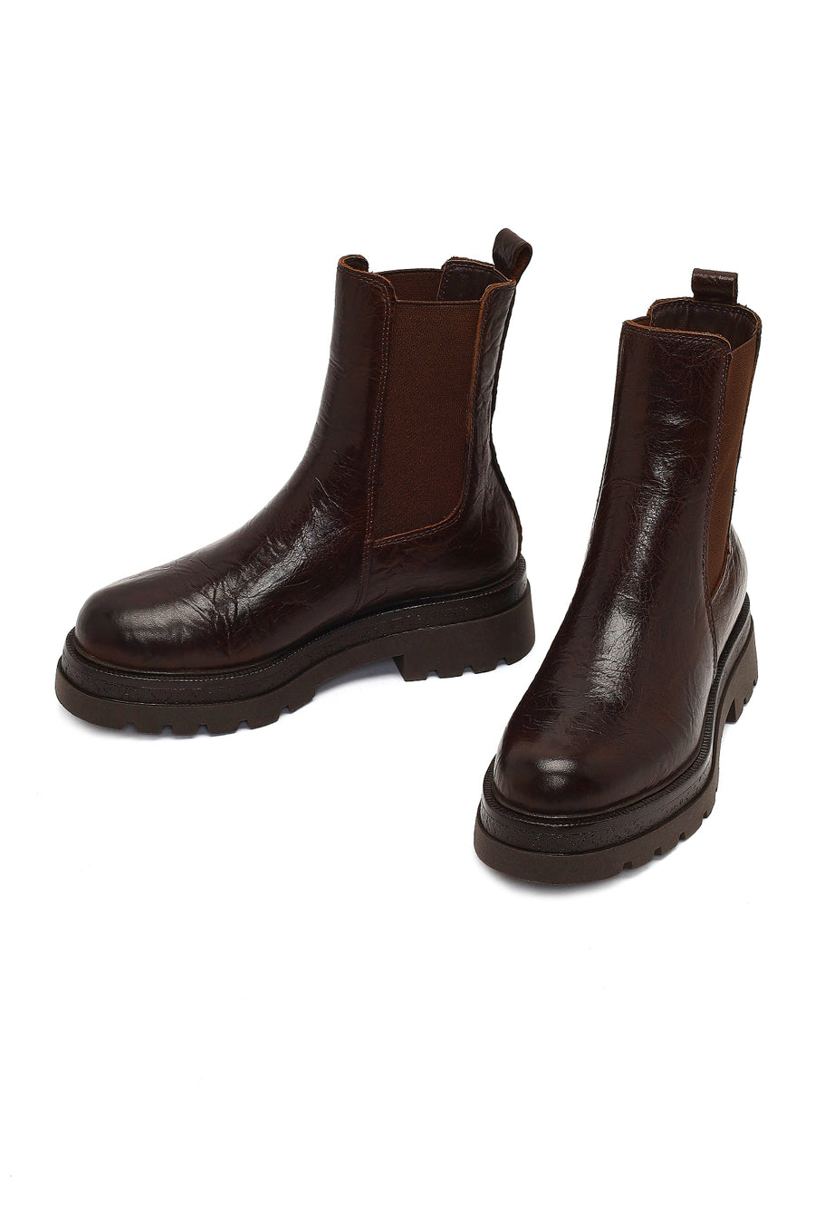 Women's Brown Thick-Soled Leather Chelsea Boot