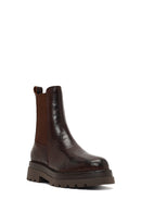 Women's Brown Thick-Soled Leather Chelsea Boot | Derimod