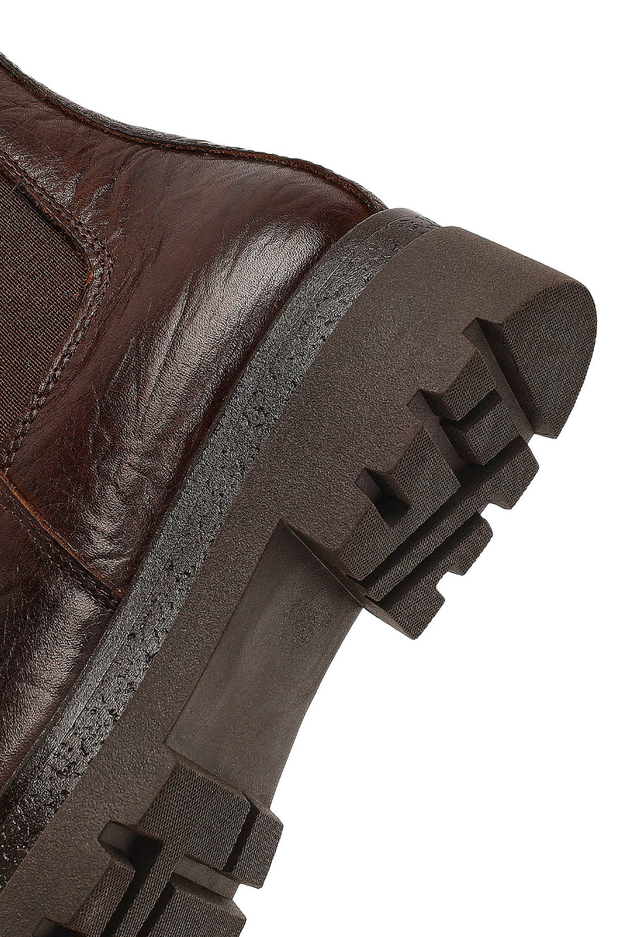 Women's Brown Thick-Soled Leather Chelsea Boot