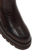 Women's Brown Thick-Soled Leather Chelsea Boot | Derimod