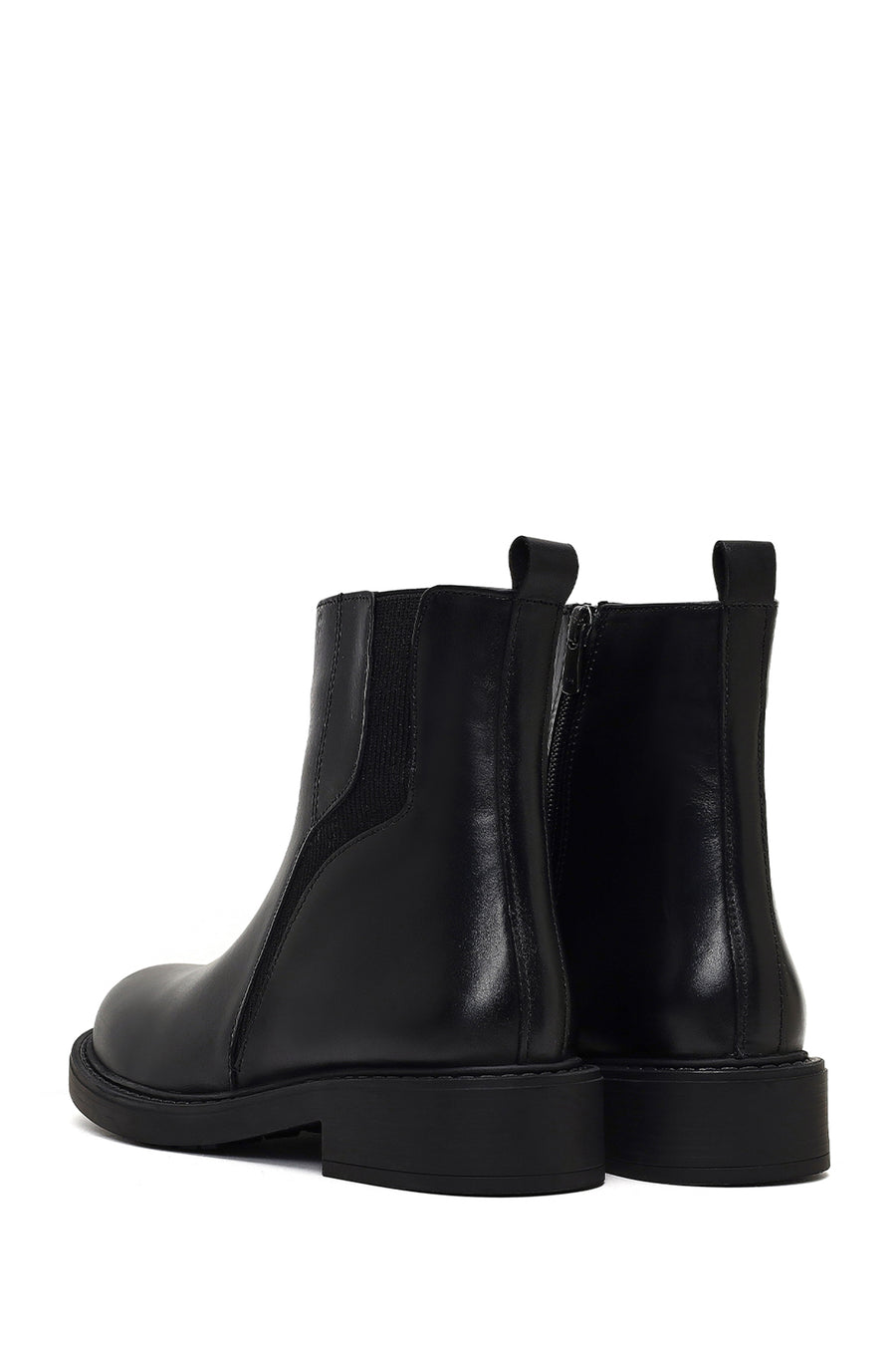 Women's Black Zippered Leather Boots