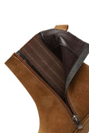 Women Mink Zippered Thick Sole Suede Leather Boot | Derimod
