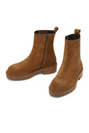 Women Mink Zippered Thick Sole Suede Leather Boot | Derimod