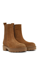 Women Mink Zippered Thick Sole Suede Leather Boot | Derimod