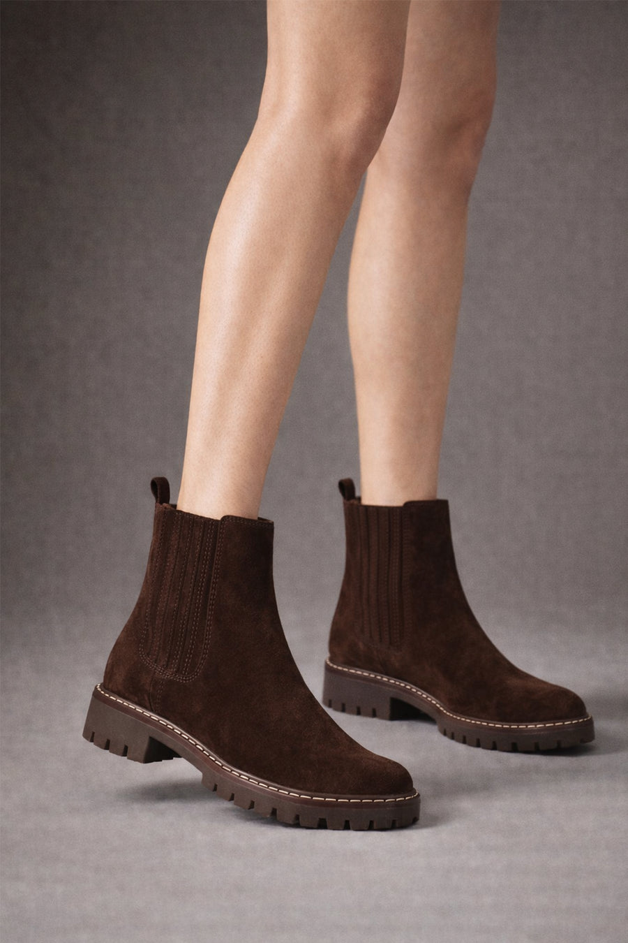 Women's Brown Suede Leather Chelsea Boot