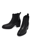 Woman Black Chunky Heels Leather Cowboy Boots | Derimod