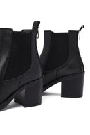 Woman Black Chunky Heels Leather Cowboy Boots | Derimod