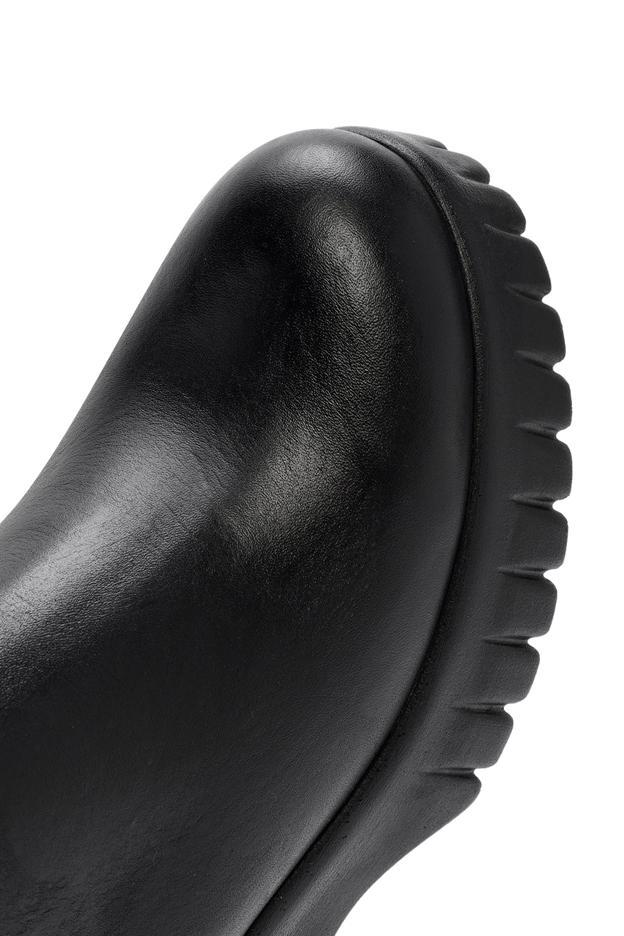 Woman Black Thick-Soled Zippered Leather Boat
