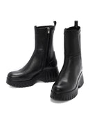 Woman Black Thick-Soled Zippered Leather Boat | Derimod