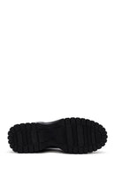 Woman Black Thick-Soled Zippered Leather Boat | Derimod