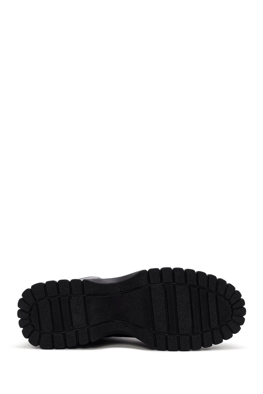 Woman Black Thick-Soled Zippered Leather Boat