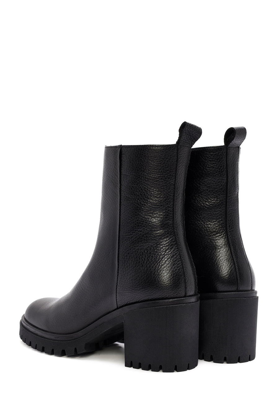Woman Black High Heel Zipper Leather Boat