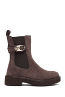 Woman Mink Thick-Soled Suede Leather Chelsea Boots | Derimod