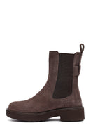 Woman Mink Thick-Soled Suede Leather Chelsea Boots | Derimod