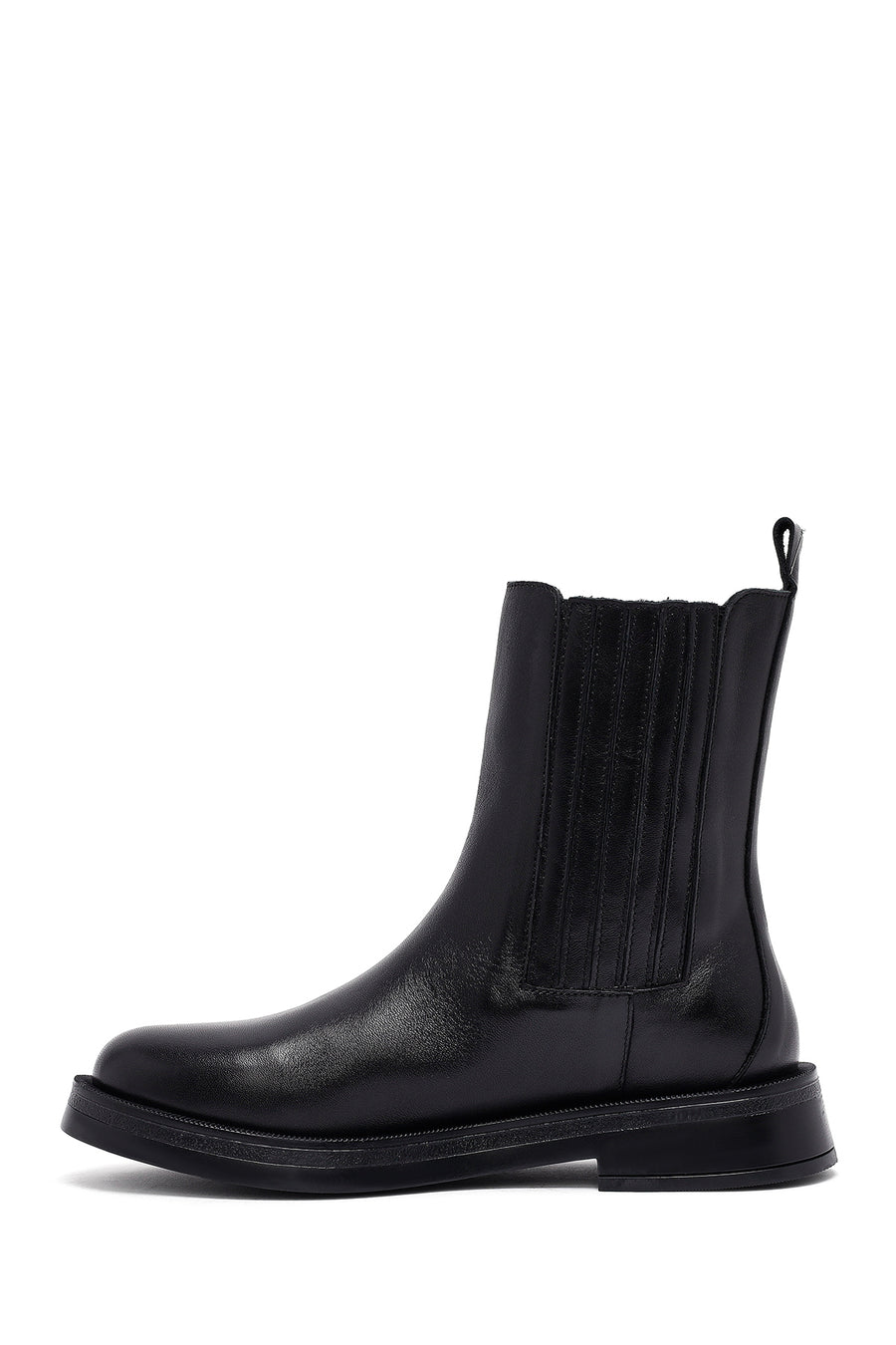 Woman Siyah Leather Chelsea Bot
