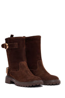 Woman Brown Suede Leather Boat | Derimod