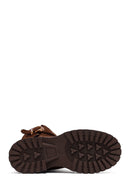 Woman Brown Suede Leather Boat | Derimod