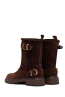 Woman Brown Suede Leather Boat | Derimod