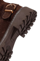 Woman Brown Suede Leather Boat | Derimod