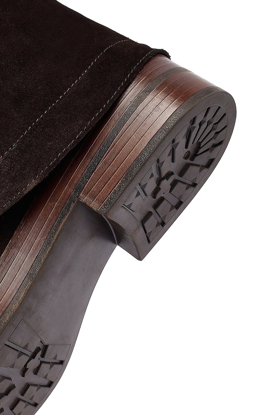 Women's Brown Zippered Suede Leather Biker Boots