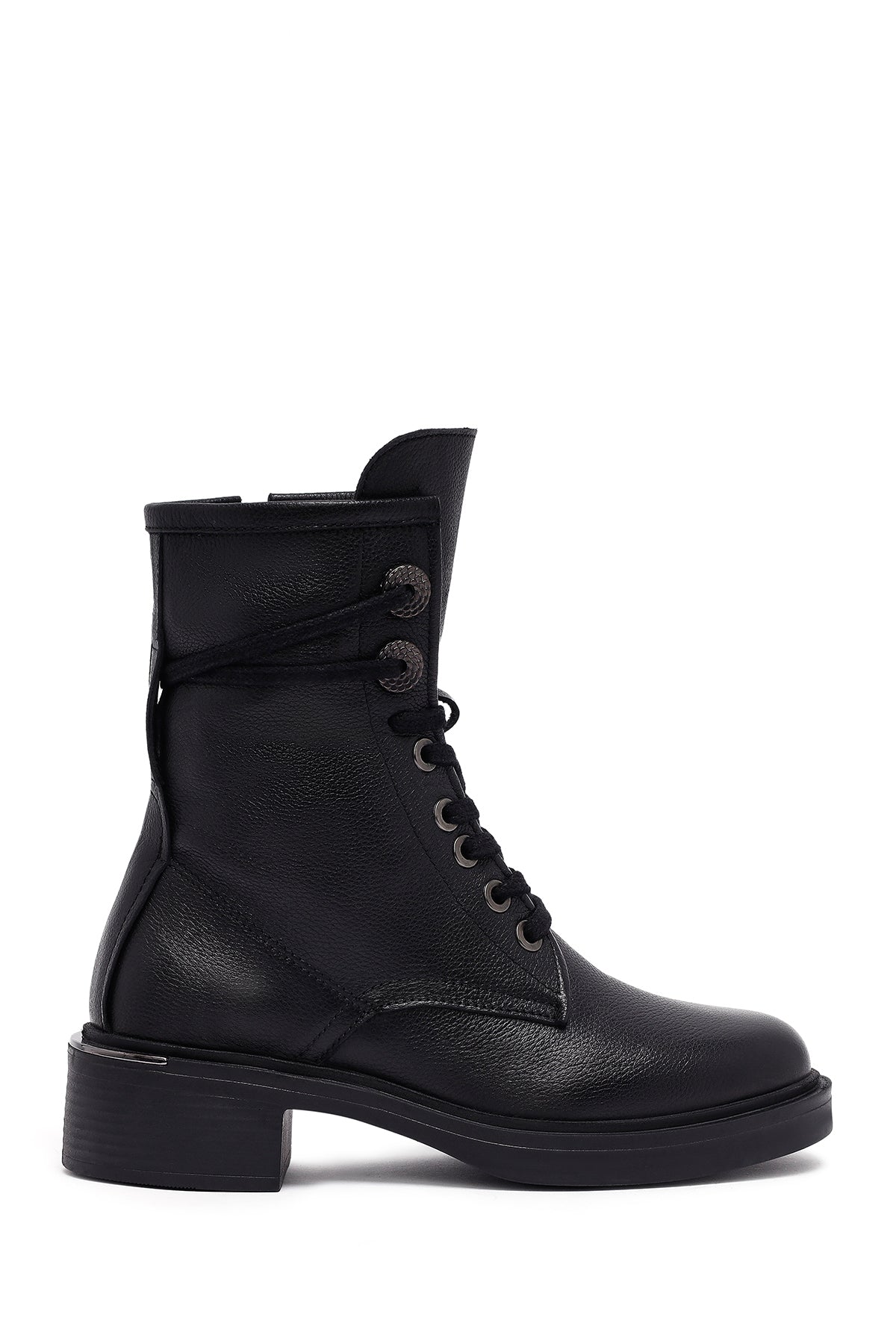 Women's Black Zippered Lace-Up Leather Ankle Boots 25WFD2027FT | Derimod