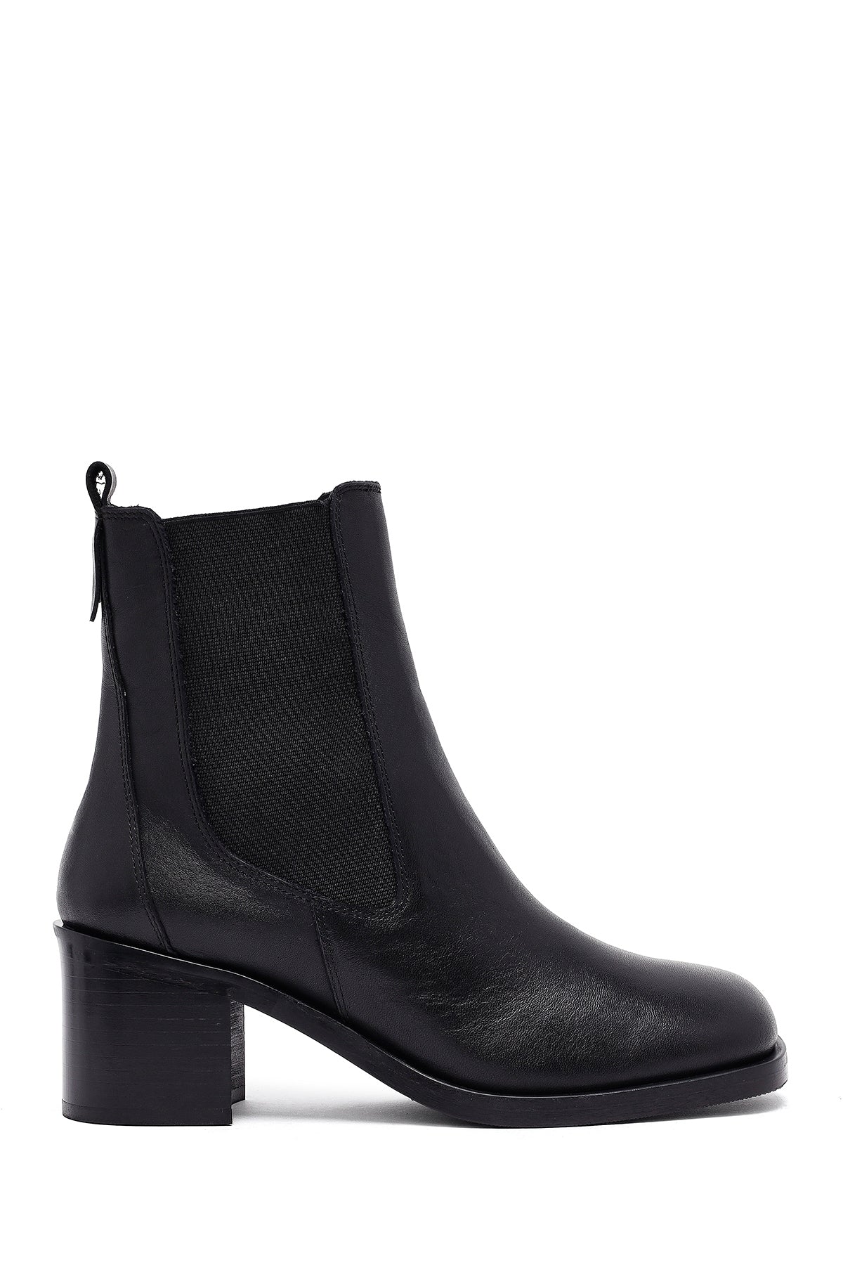 Women's Black Thick Heeled Leather Chelsea Boot 25WFD202918 | Derimod