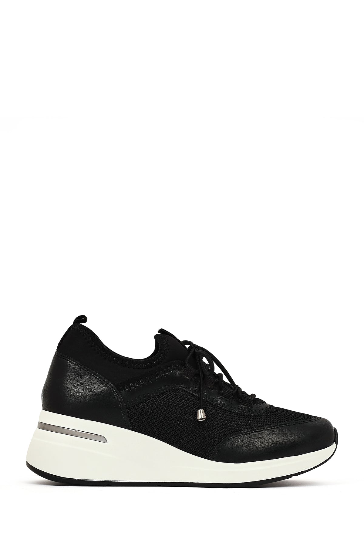 Kadın Siyah Bağcıklı Dolgu Topuklu Sneaker 25WFD221414 | Derimod