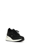 Kadın Siyah Bağcıklı Dolgu Topuklu Sneaker | Derimod