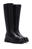 Woman Black Zippered Thick Sole Leather Boot | Derimod