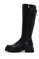 Woman Black Zippered Thick Sole Leather Boot | Derimod