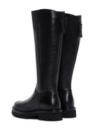Woman Black Zippered Thick Sole Leather Boot | Derimod