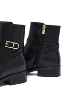 Woman Black Zippered Leather Boat | Derimod