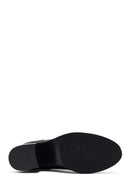Woman Black Zippered Chunky Heels Leather Boat | Derimod